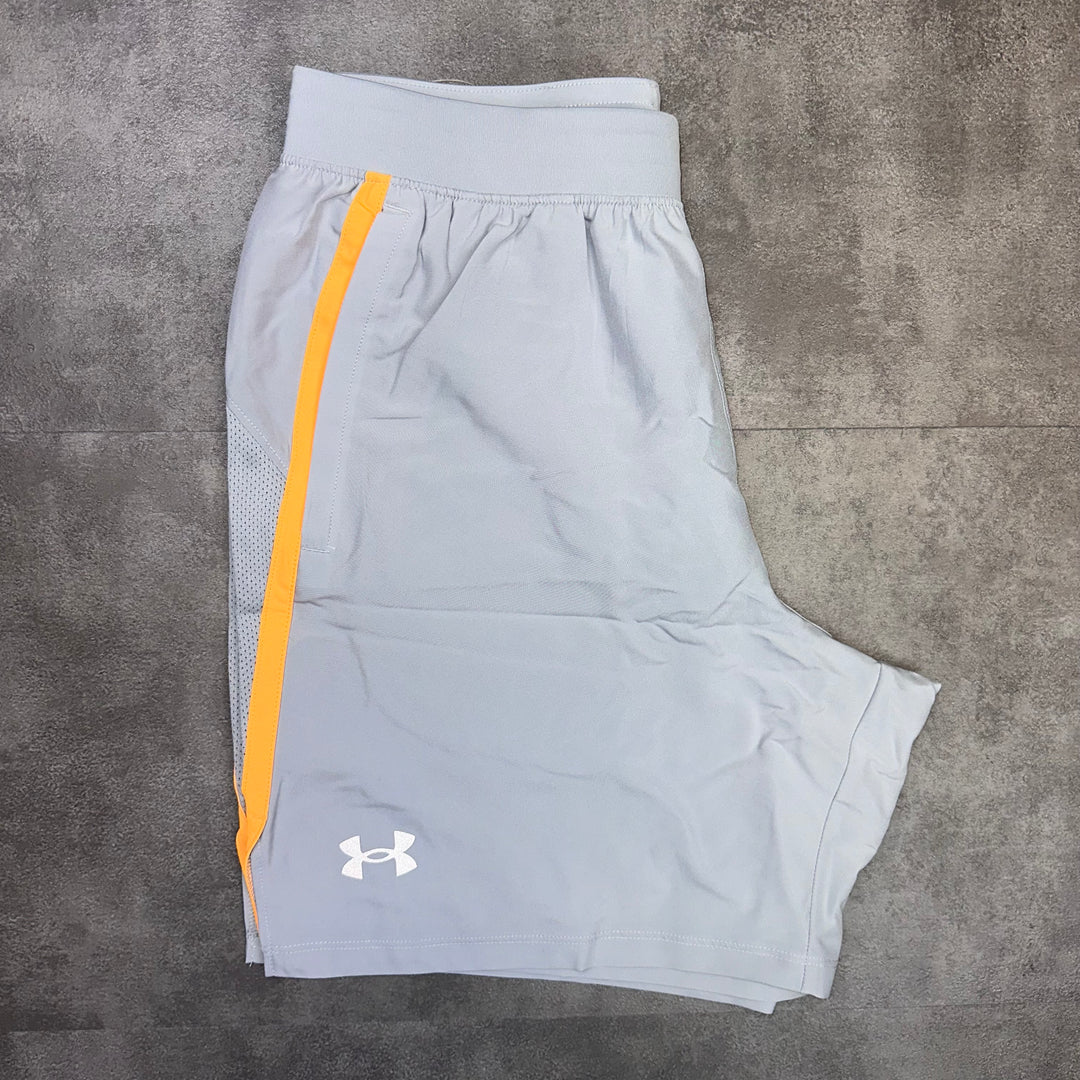 Under Armour Launch 7" Shorts Grey And Orange Dri-fit