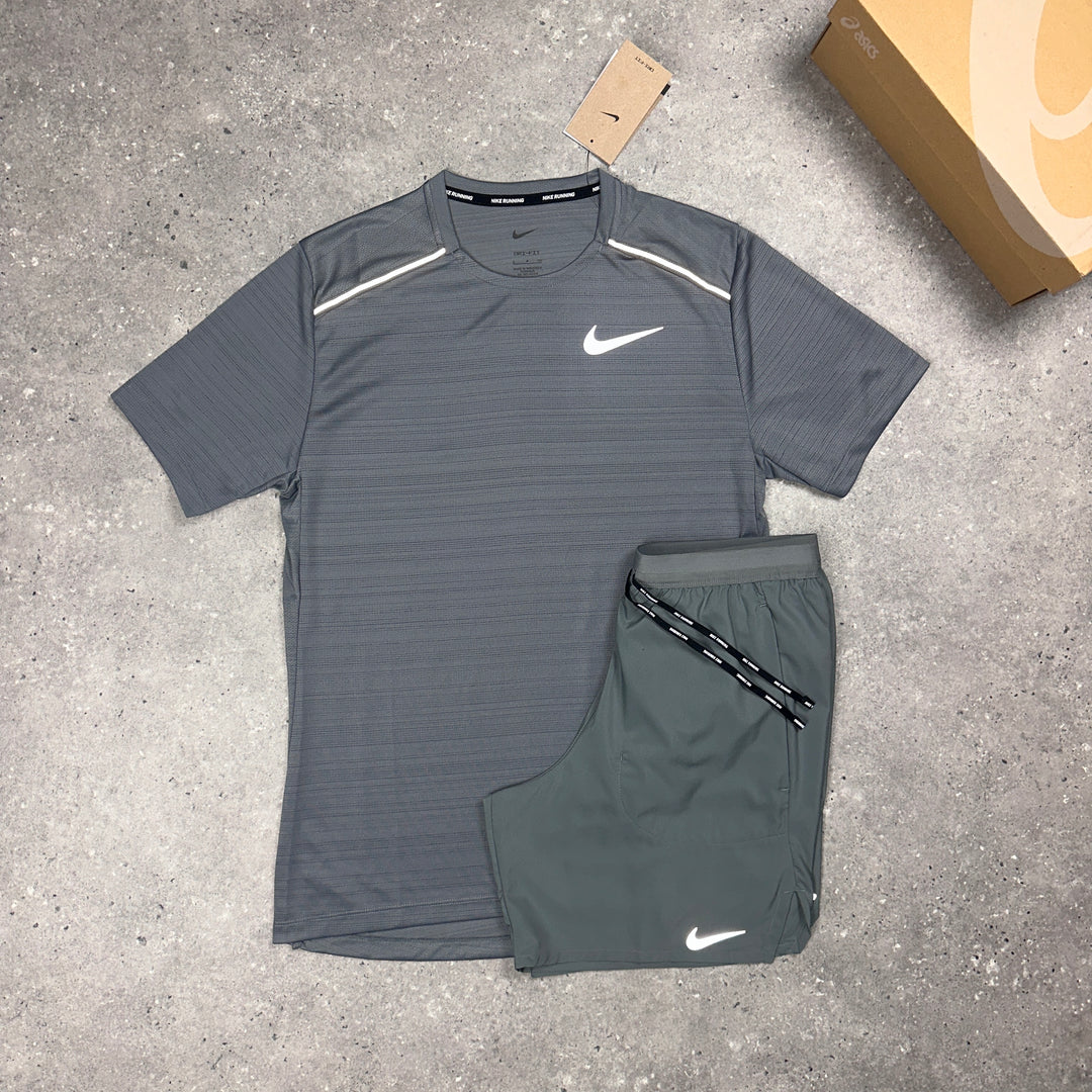 Nike Miler T-Shirt Grey & Nike Flex Stride 7" Short Set Grey