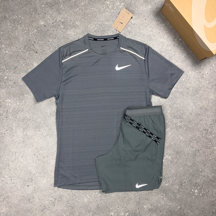 Nike Miler T-Shirt Grey & Nike Flex Stride 7" Short Set Grey
