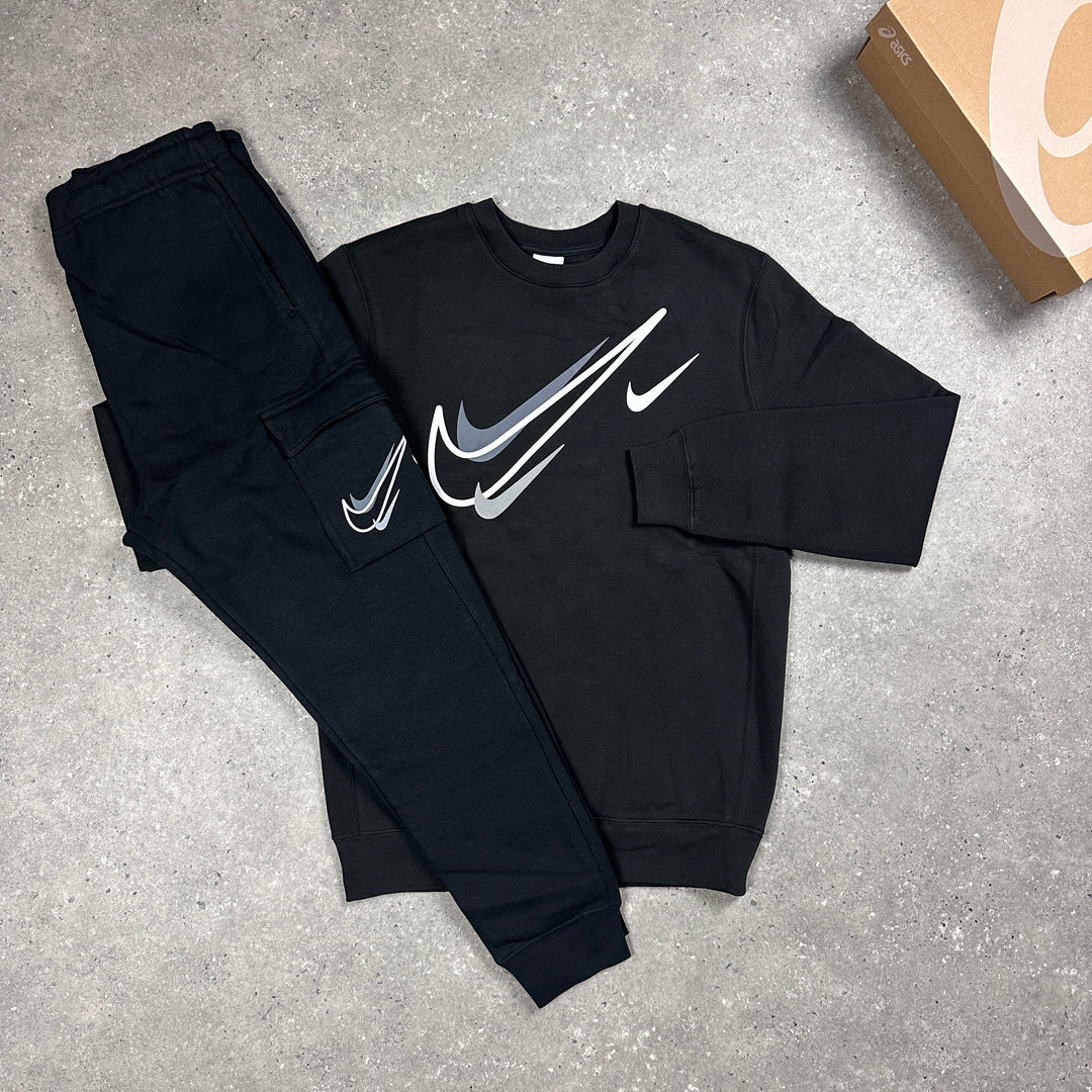 Nike Graphic Swoosh Tracksuit Black