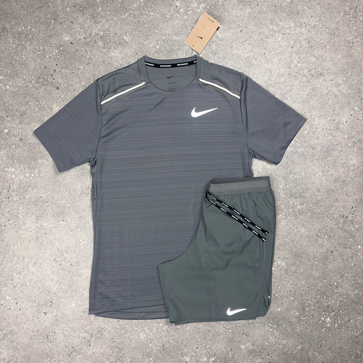 Nike Miler T-Shirt Grey & Nike Flex Stride 7" Short Set Grey