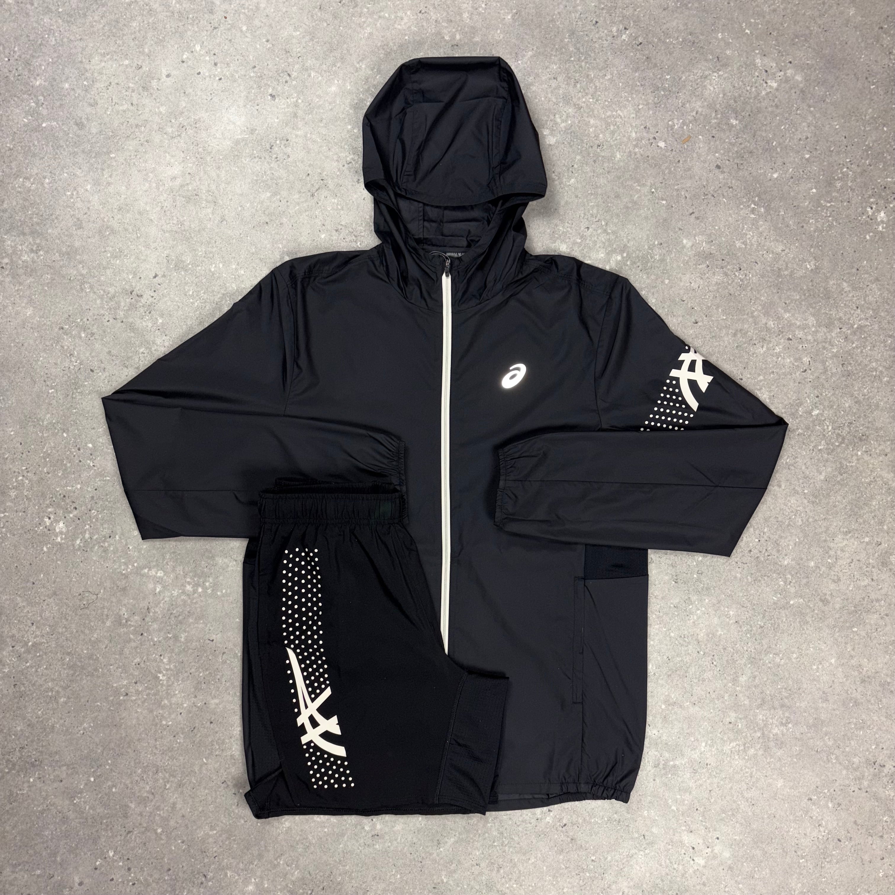 Asics Icon Windrunner Black & Black Asics Icon 7” Short Set