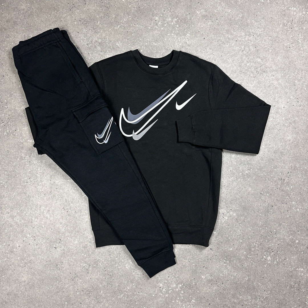 Nike Graphic Swoosh Tracksuit Black