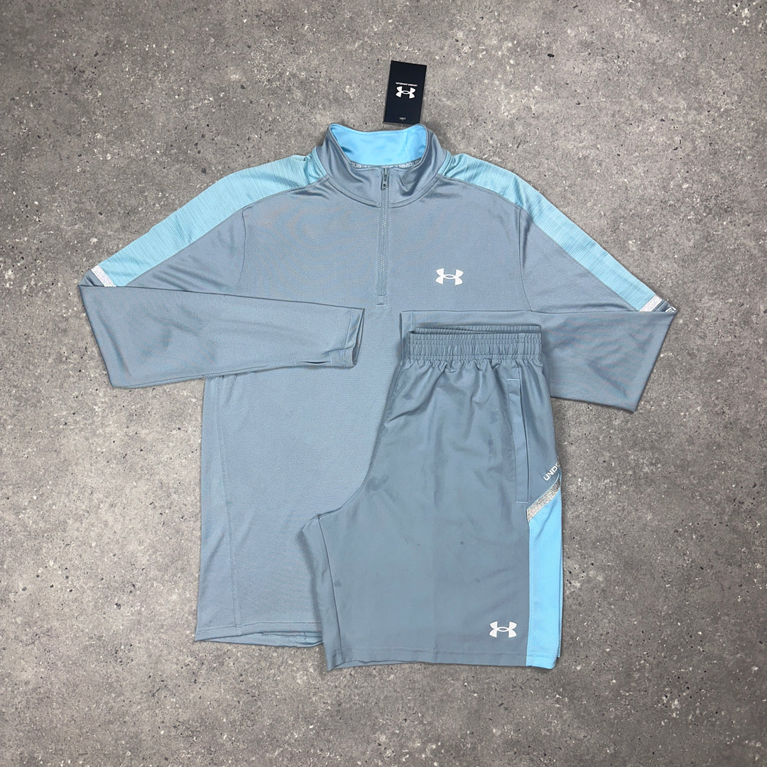 Under Armour Tech Utility Quarter Zip Grey & Tech Utility 7” Short Set