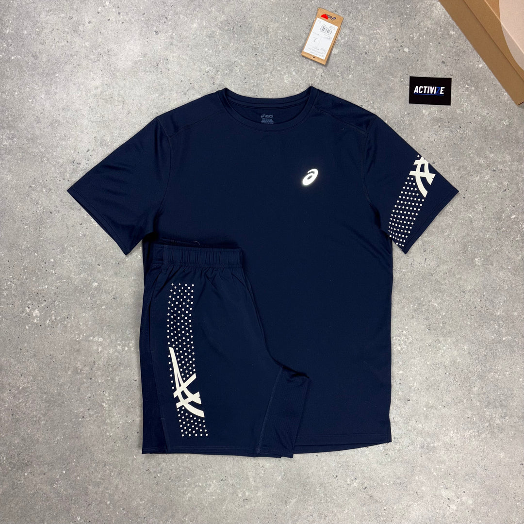 Asics Icon T-Shirt Navy & Navy Asics Icon 7” Short Set