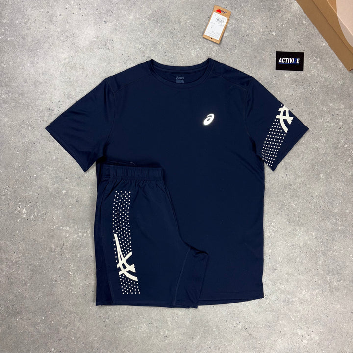 Asics Icon T-Shirt Navy & Navy Asics Icon 7” Short Set