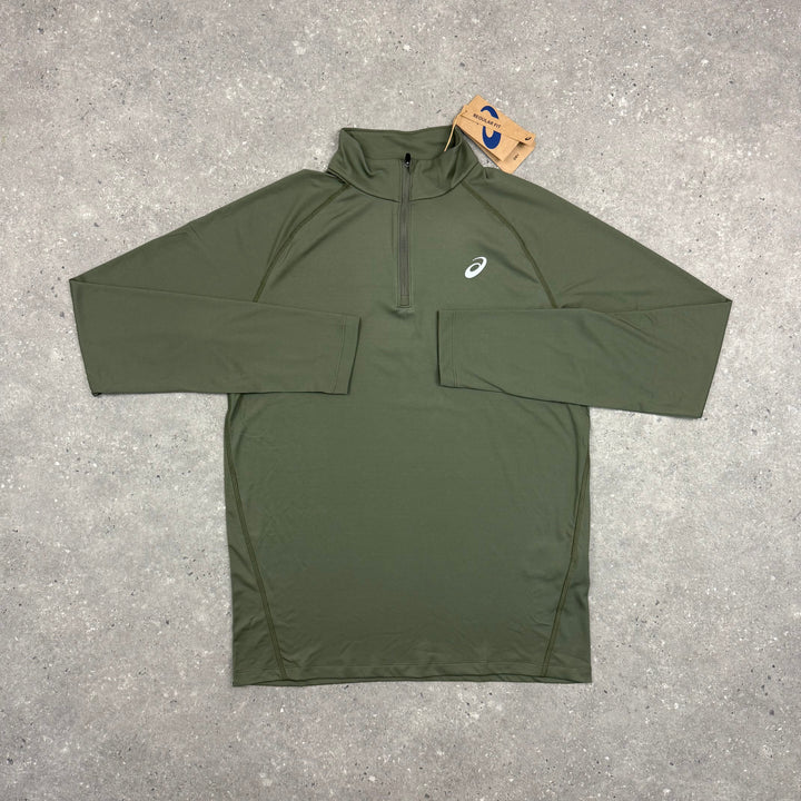 ASICS PERFORMANCE 1/4 ZIP TOP - MANTLE GREEN