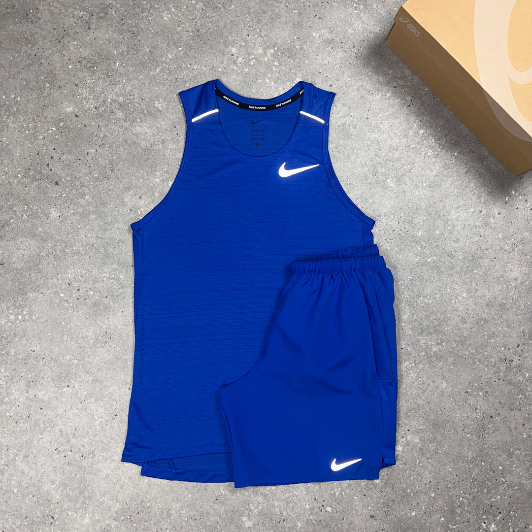 Nike Miler Vest Royal Blue & Nike 7" Challenger Shorts Royal Blue Set