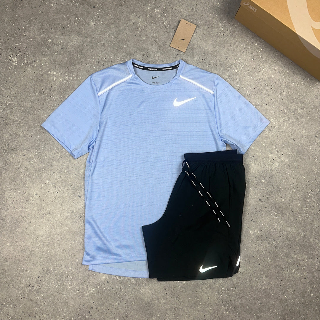 Nike Miler T-Shirt Cobalt & Black Nike Flex 7" Shorts Set