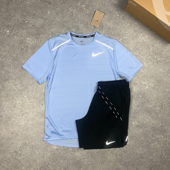 Nike Miler T-Shirt Cobalt & Black Nike Flex 7" Shorts Set