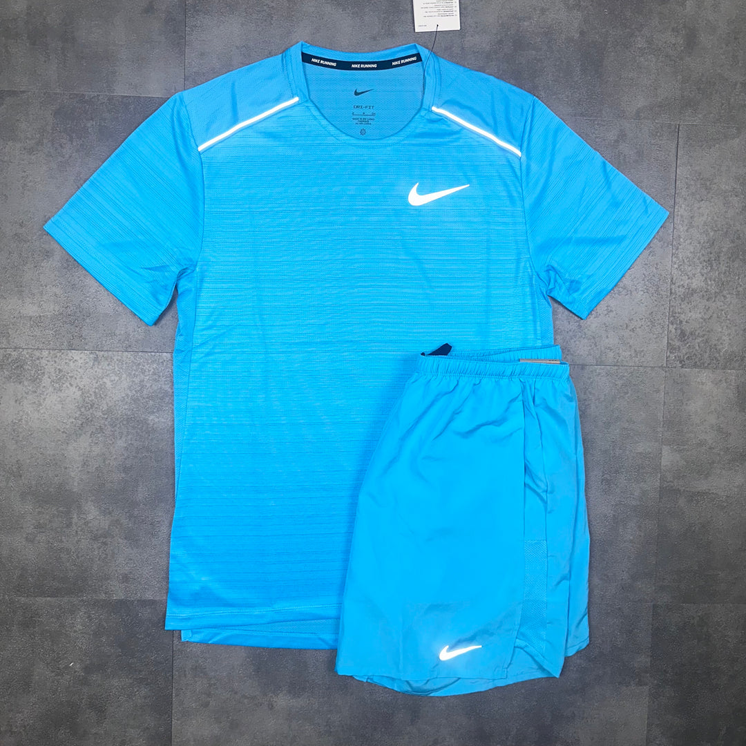 Nike Miler T-Shirt Baltic Blue & Nike Challenger 7" Short Set