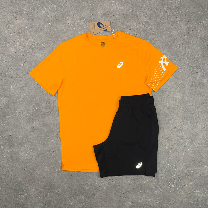 ASICS ICON T-SHIRT & SHORT SET - YAMABUKI ORANGE / BLACK