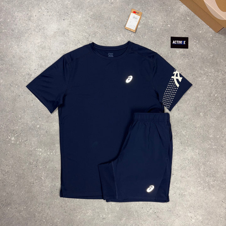 Asics Icon T-Shirt Navy & Navy Asics Icon 7” Short Set