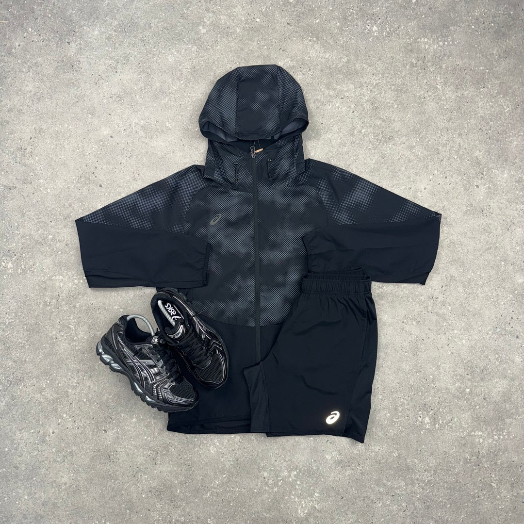 ASICS DIGITAL WINDRUNNER JACKET & CORE 7” SHORT SET - BLACK