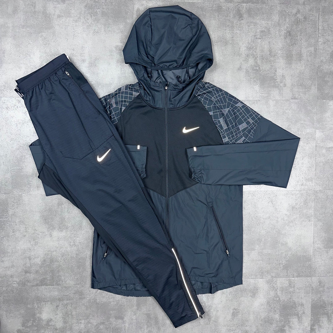 Nike Black Repel Windbreaker Jacket & Phenom Bottoms Set