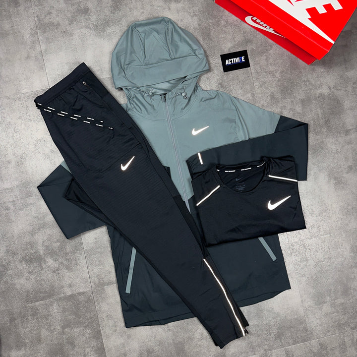 Nike UV Windbrunner Jacket Black/Grey & Nike Phenom Bottoms Black Set