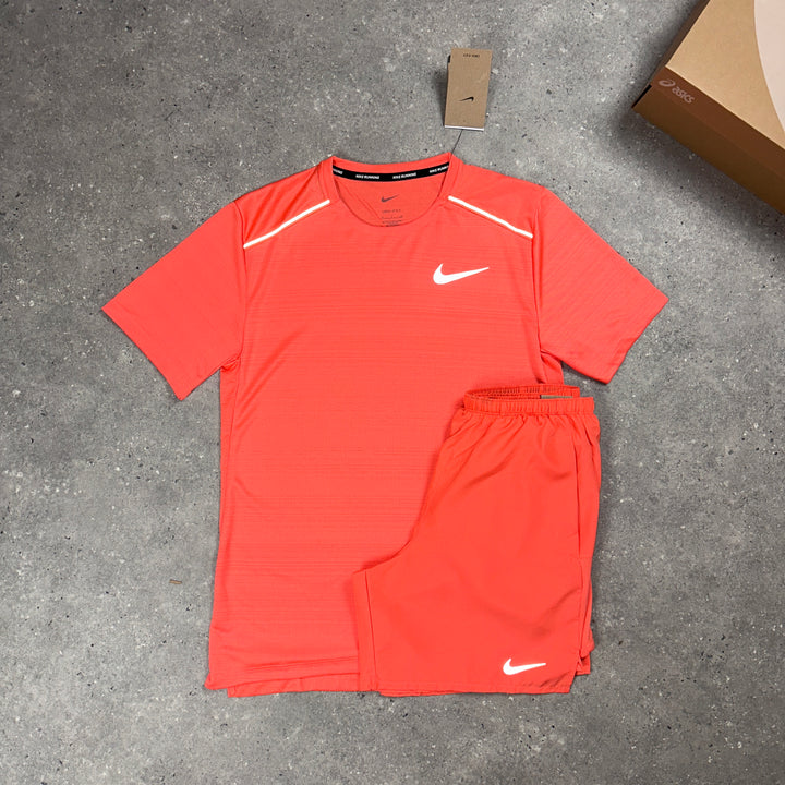 Nike Miler T-Shirt & Nike Challenger 7" Shorts Set Peach