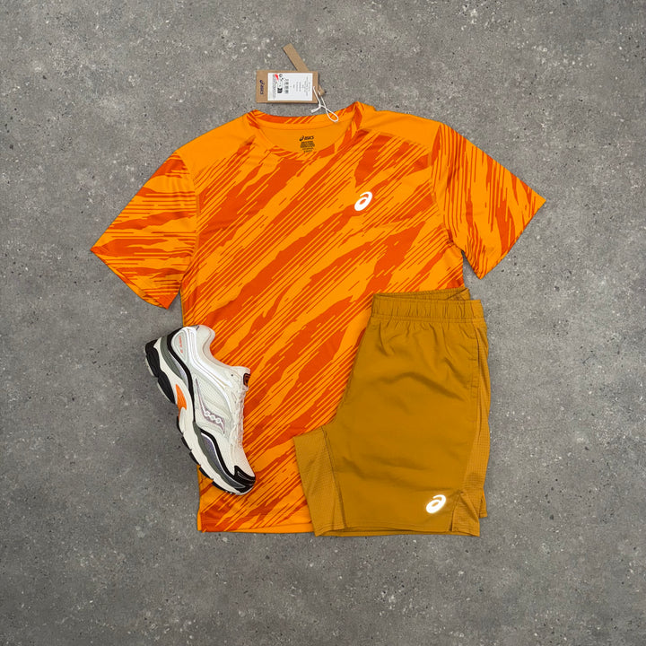 ASICS ALL OVER T-SHIRT & SHORTS SET YAMABUKI / SANDSTORM