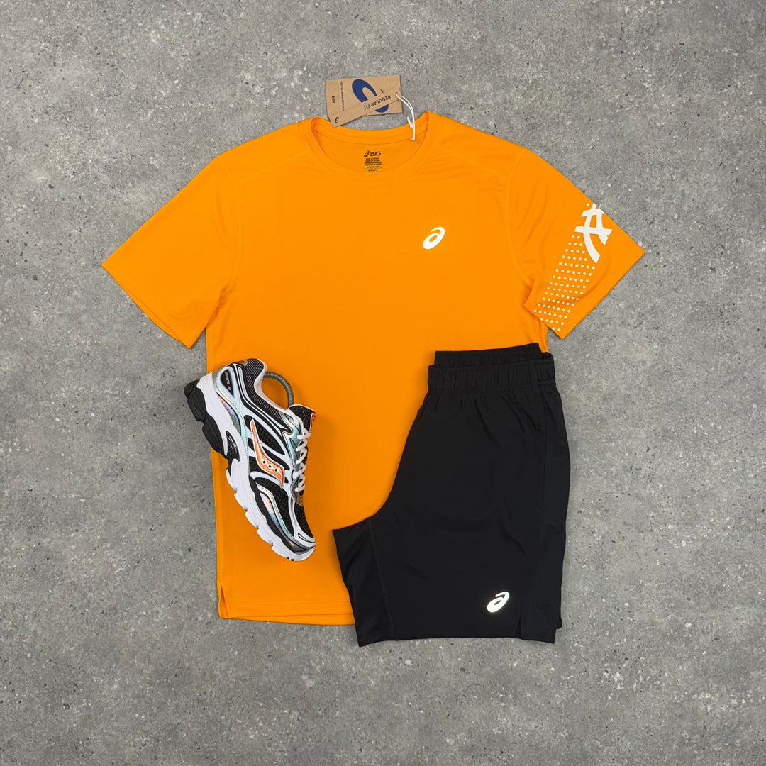 ASICS ICON T-SHIRT & SHORT SET - YAMABUKI ORANGE / BLACK