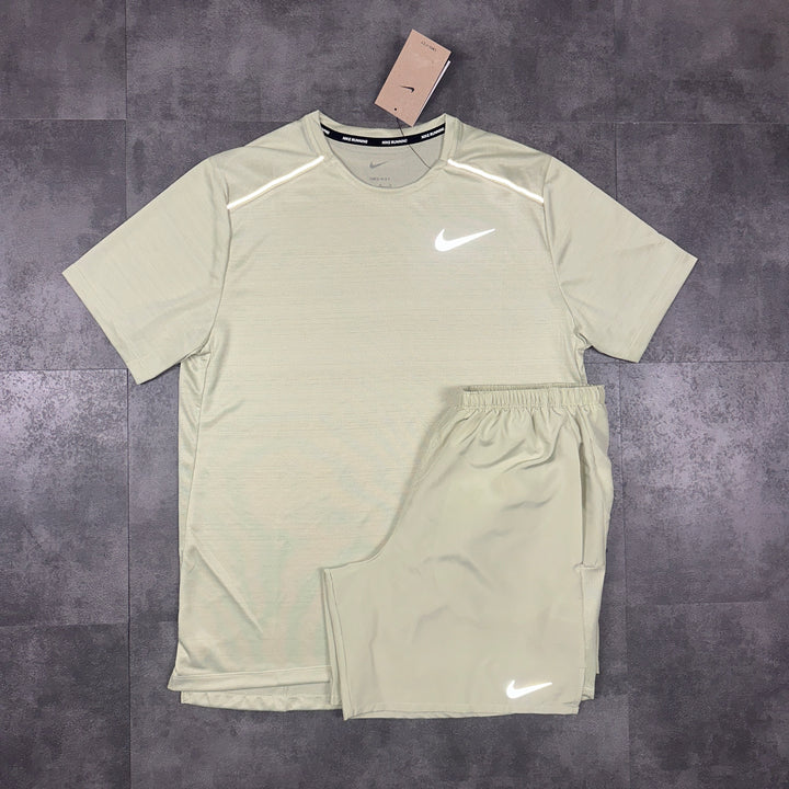 Nike Miler T-Shirt Olive & Nike Challenger 7" Shorts Olive Set