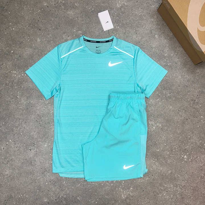 Nike Miler T-Shirt & Nike Challenger 7" Shorts Set Turquoise
