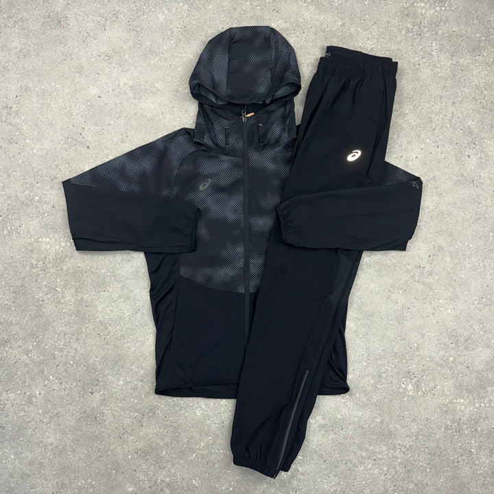 ASICS DIGITAL WINDRUNNER JACKET & CORE WOVEN PANT SET - BLACK