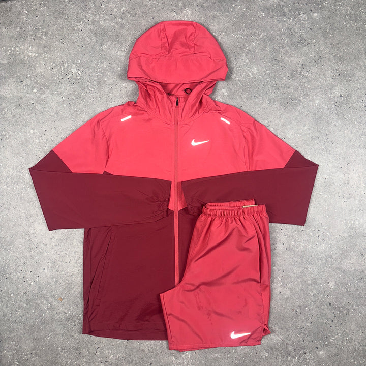 Nike UV Windbreaker Jacket & Nike 7” Challenger Shorts Set Adobe Red