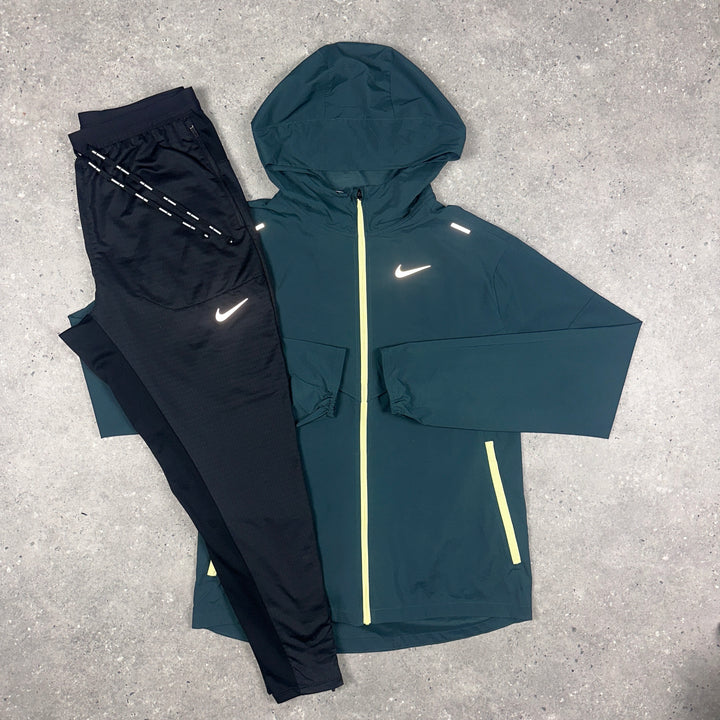 Nike UV Windbreaker Deep Jungle & Nike Phenom Bottoms Black Set