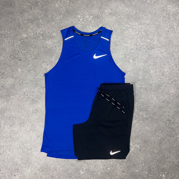 Nike Miler Vest Royal Blue & Nike 7"Flex Stride Shorts Black Set