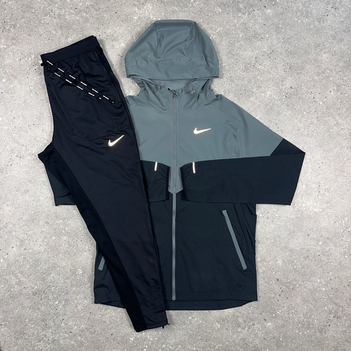 Nike UV Windbrunner Jacket Black/Grey & Nike Phenom Bottoms Black Set