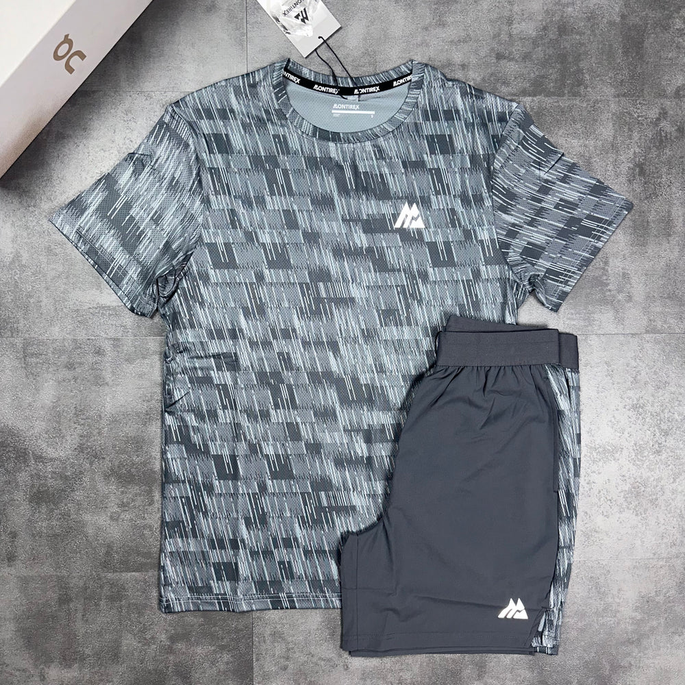 Montirex Trace T-Shirt & Panel 7" Flex Short Set Cement Grey - side pic 