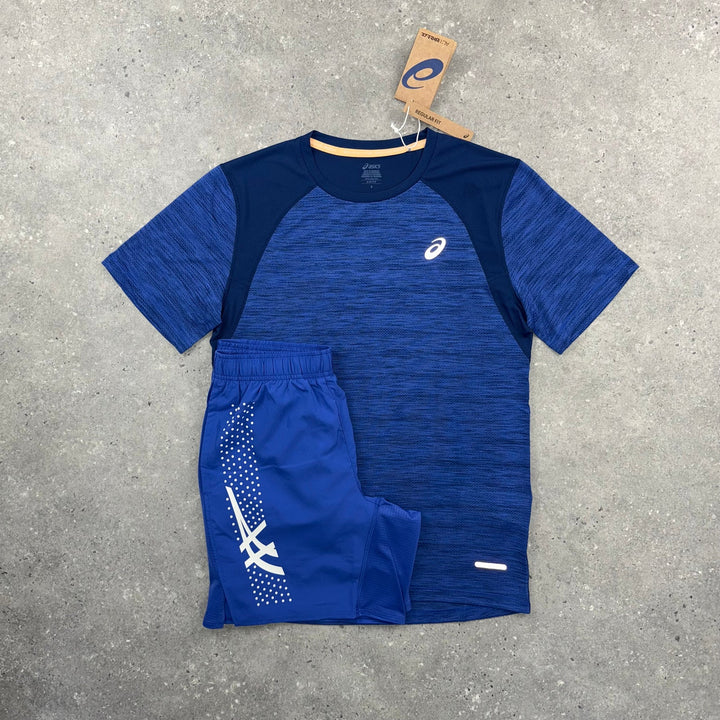 ASICS ROAD T-SHIRT & 7” ICON SHORT SET - DARK COBALT/NAVY