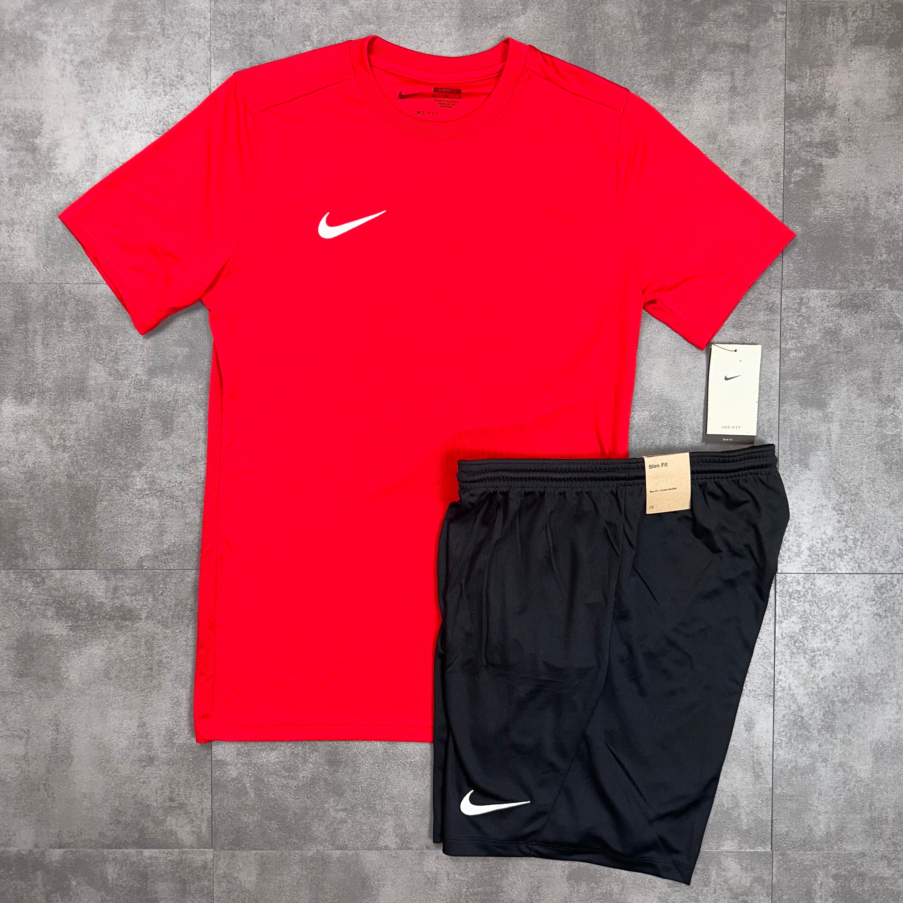 Nike Dri Fit T Shirt Red Nike Dri Fit Shorts Black Set ActivizeUk