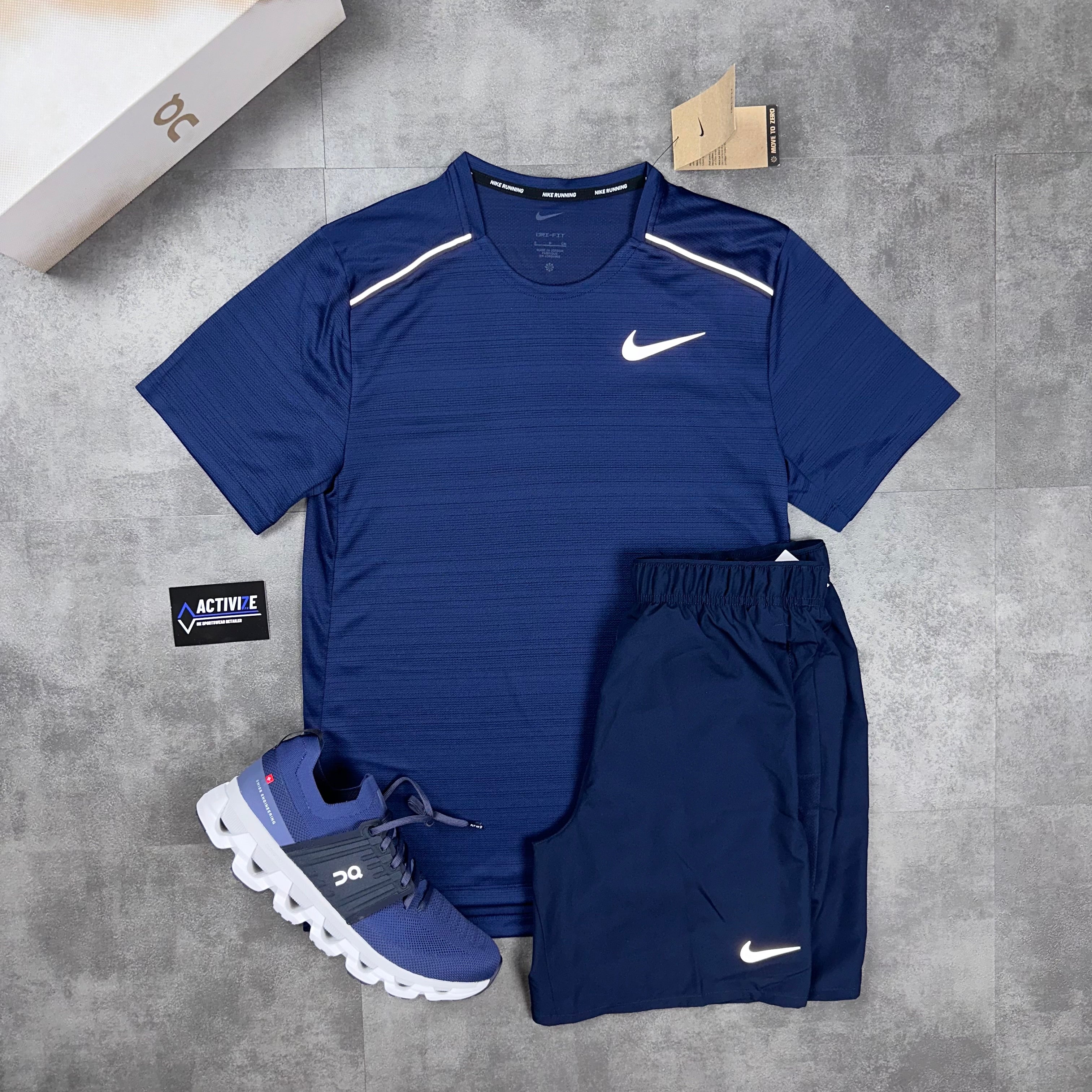 Nike Miler T Shirt Nike Challenger 7 Shorts Set Navy