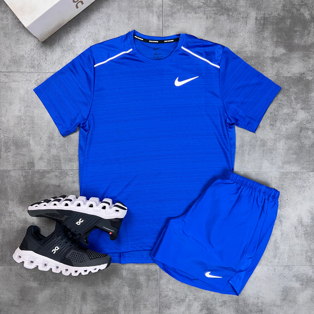 Nike Miler T-Shirt & Nike Challenger 5" Flex Shorts Set Royal Blue - side pic 