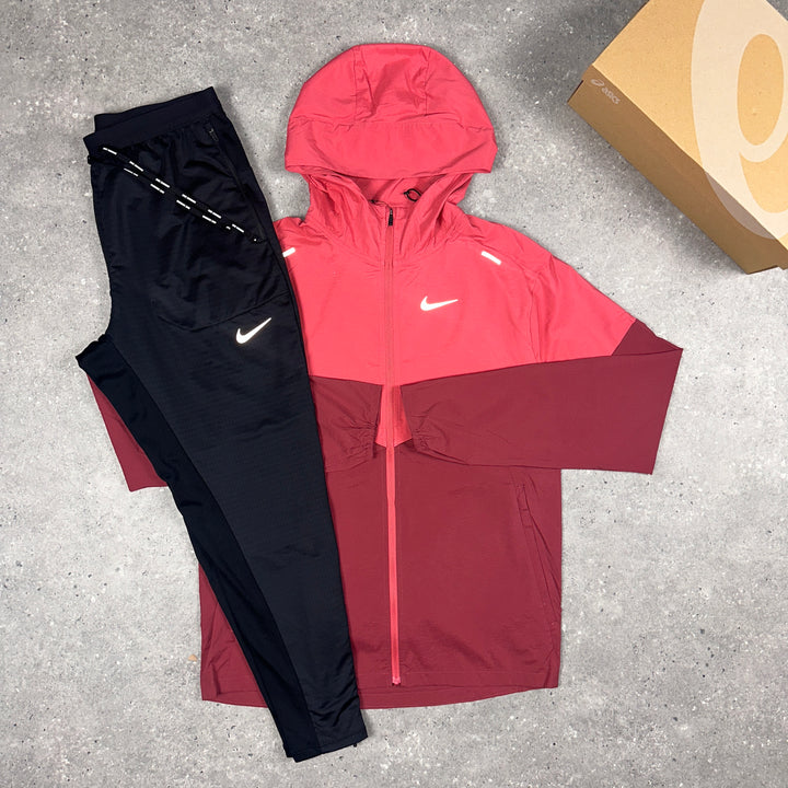 Nike UV Windbreaker Adobe Red  & Nike Phenom Bottoms Black Set