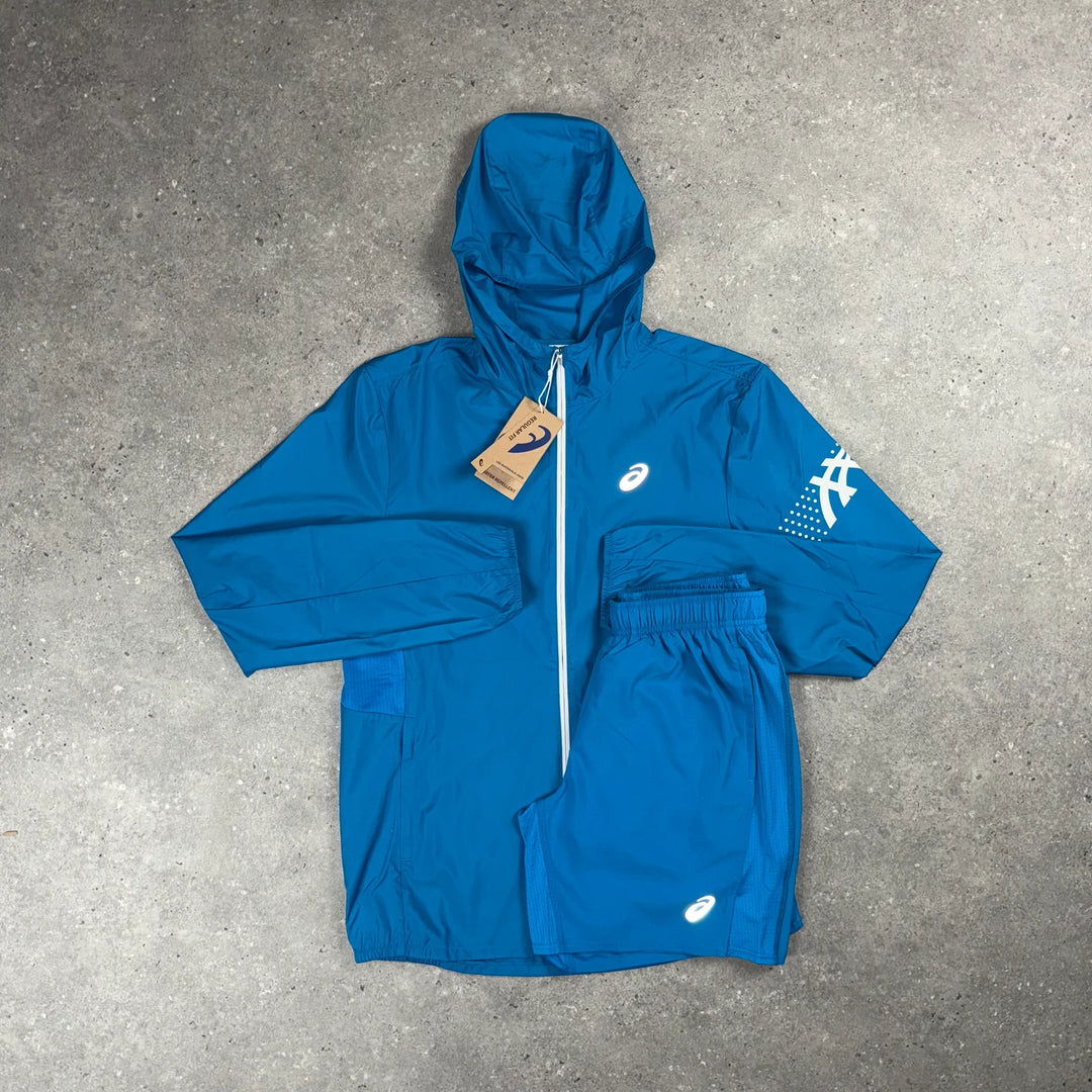 ASICS ICON JACKET & SHORT SET - AEGEAN BLUE