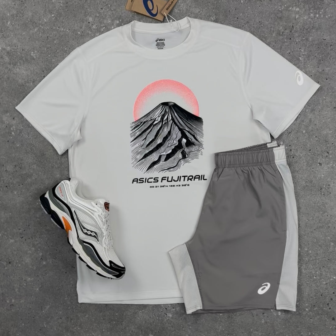 ASICS FUJITRAIL T-SHIRT & SHORTS SET CREAM / MOONROCK