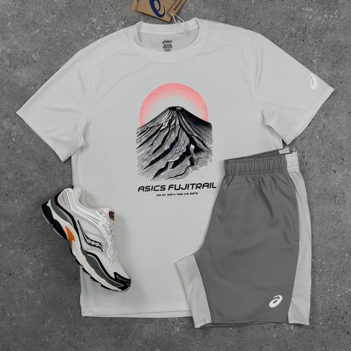 ASICS FUJITRAIL T-SHIRT & SHORTS SET CREAM / MOONROCK