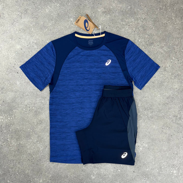ASICS ROAD T-SHIRT & SHORT SET - COBALT/NAVY