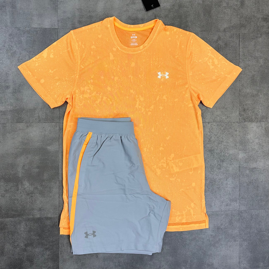 Under Armour Set Orange T-Shirt & Launch 7" Shorts