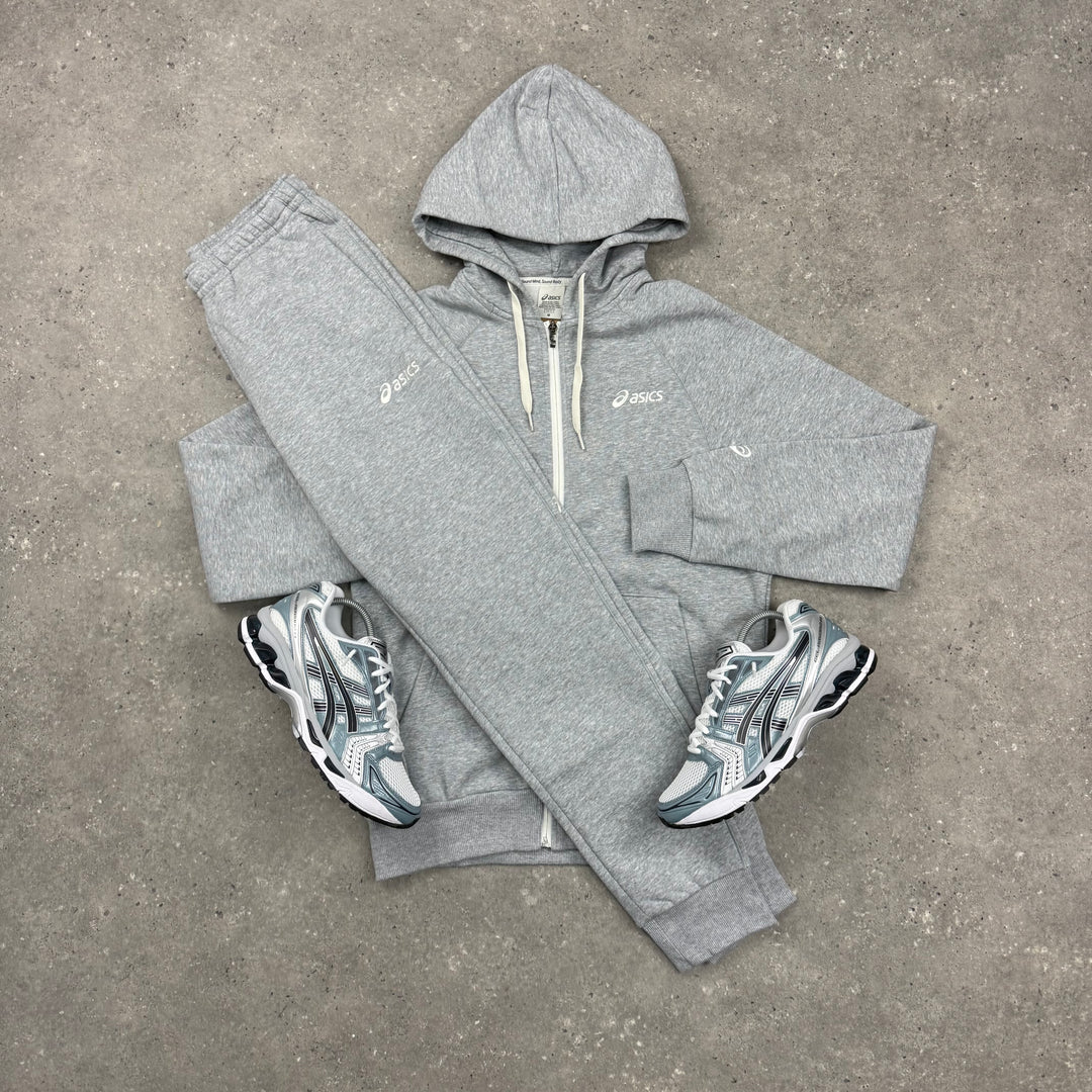 ASICS FLEECE FULL ZIP HOODIE TRACKSUIT - GREY
