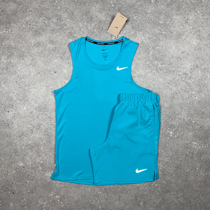 Nike Miler Vest Aqua & Nike 7” Challenger Shorts Aqua Set