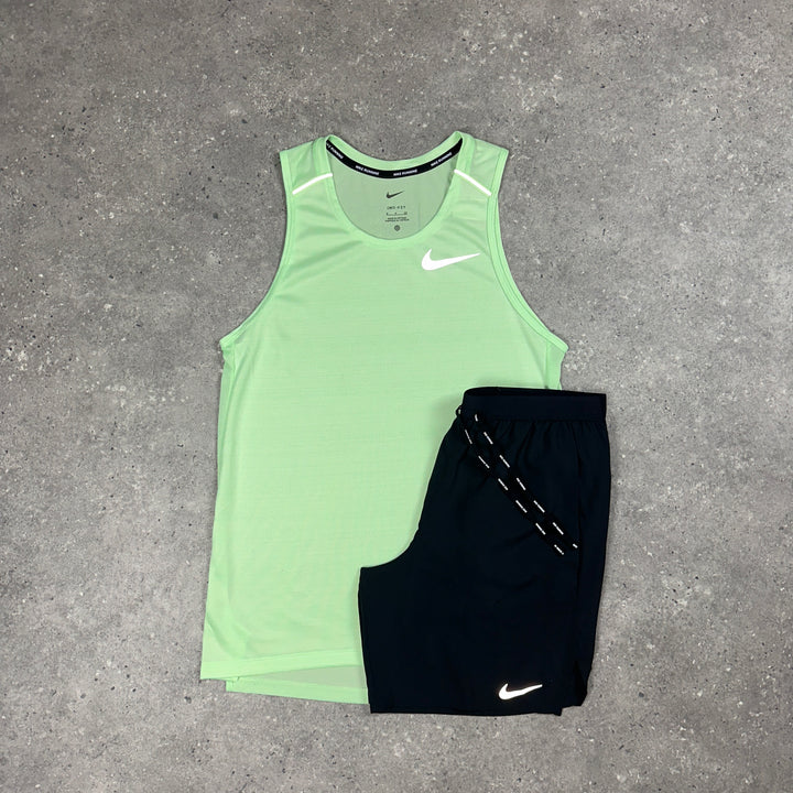 Nike Miler Vest Vapour Green & Nike 7"Flex Stride Shorts Black Set