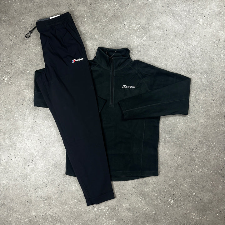 Berghaus Arnside Fleece 1/4 Zip Black & Black Theran Bottoms Set