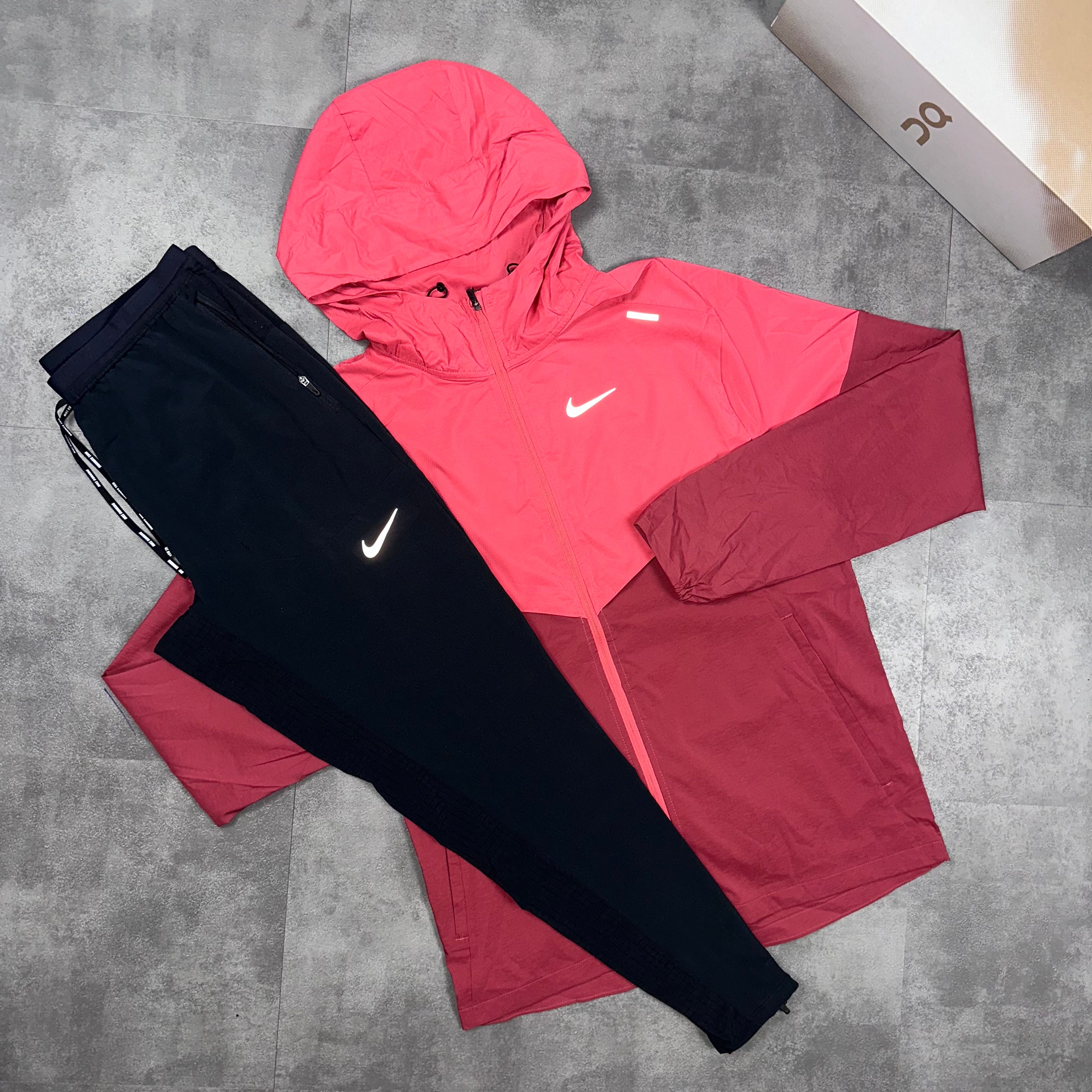 Nike windbreaker red black sale