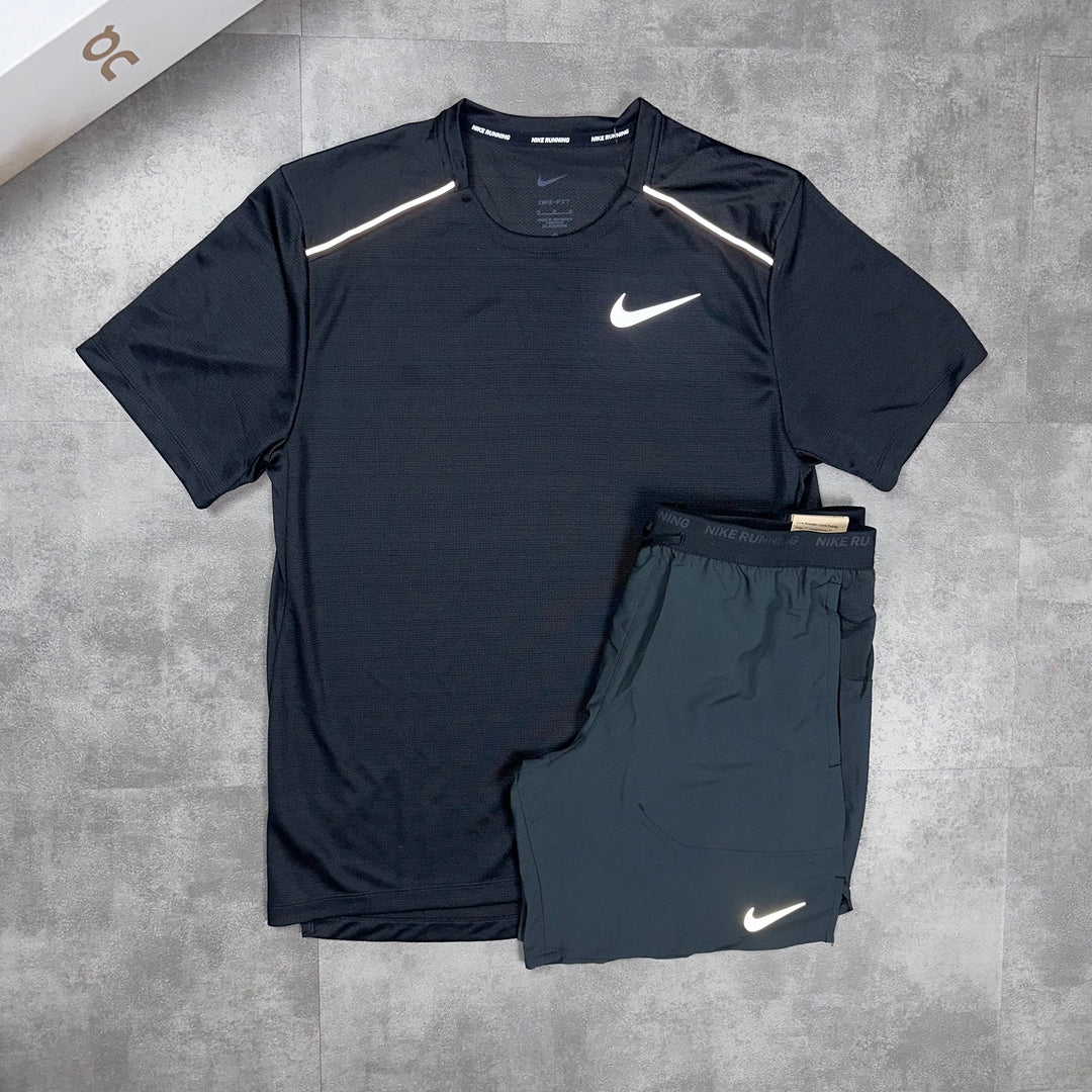 Nike Miler T-Shirt & Nike Flex 7" Short Set Black