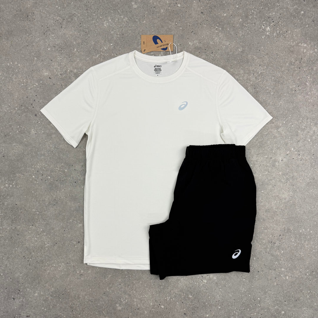 ASICS CORE T-SHIRT & SHORT SET - WHITE / BLACK