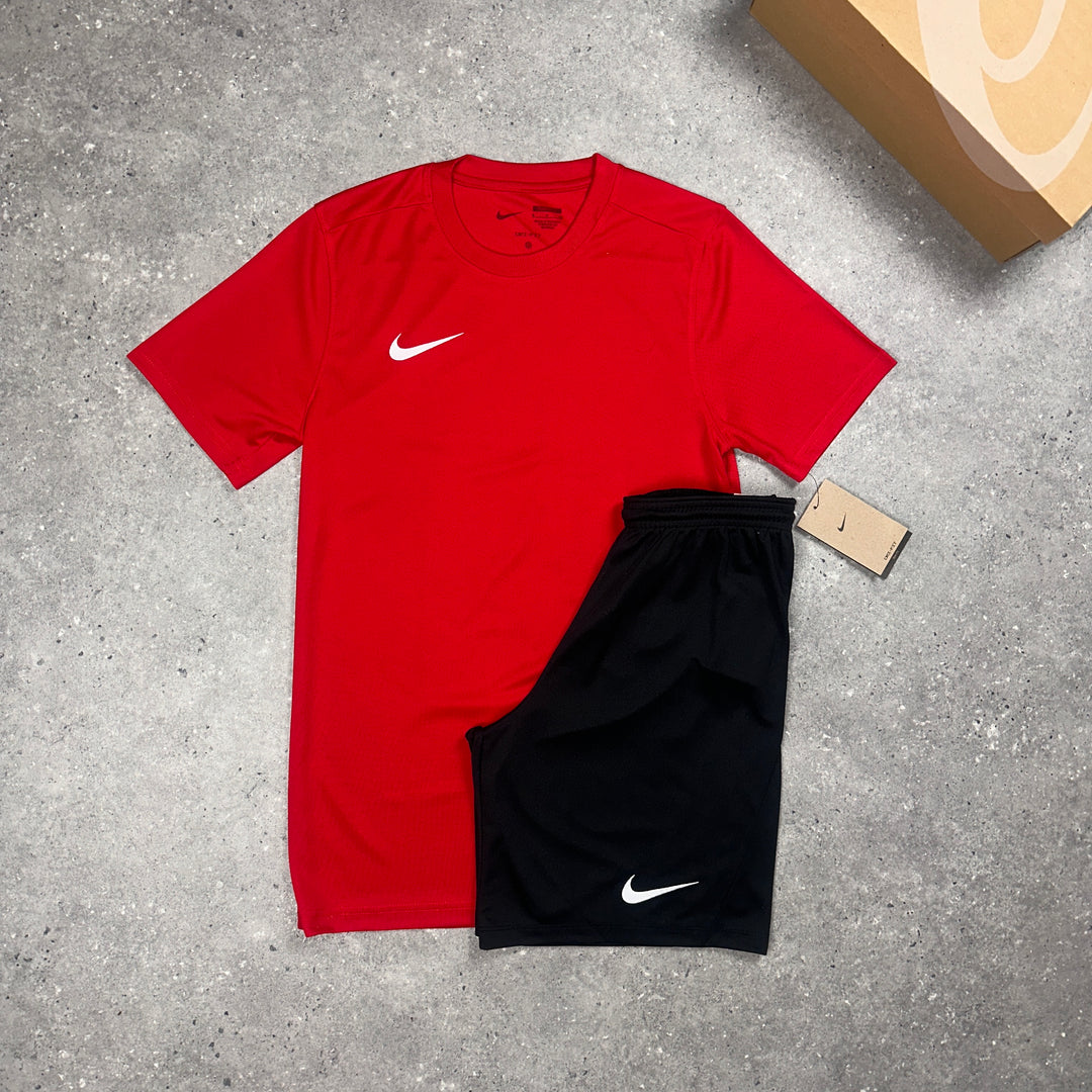 Nike Dri-Fit T-Shirt Red & Nike Dri-Fit Shorts Black Set