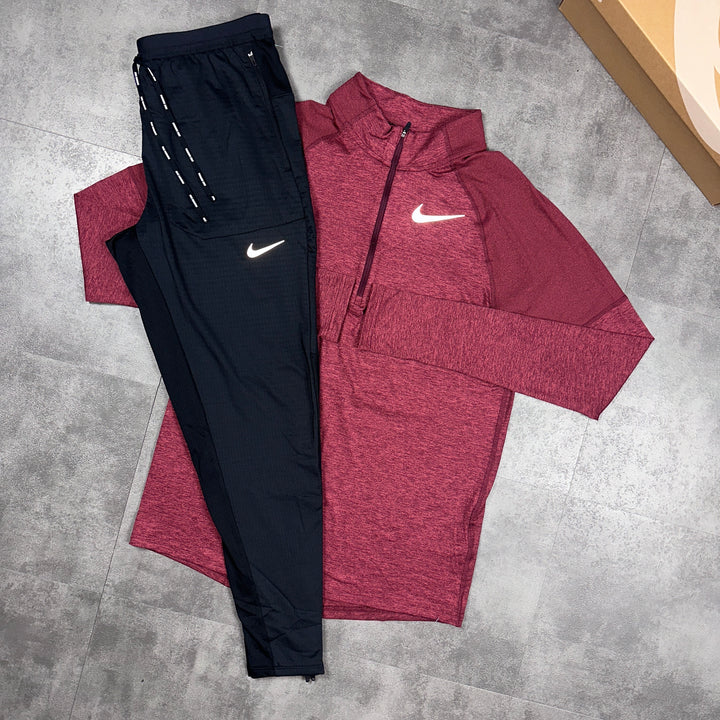 Nike Element Half Zip Maroon & Nike Phenom Bottoms Black Set